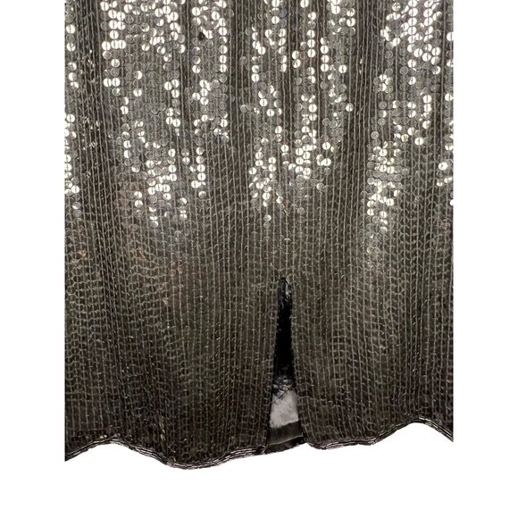 Black Fully Sequin Pencil Skirt 1X Elegant Partywear Midi Silk Loose Elastic - Picture 3 of 16